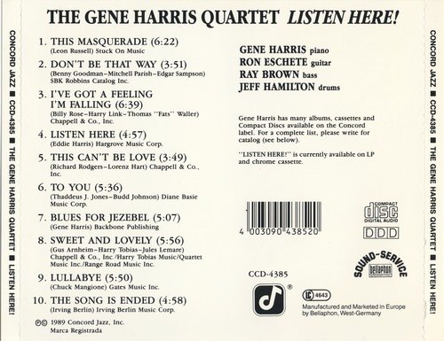 The Gene Harris Quartet - Listen Here! (1989) CD Rip