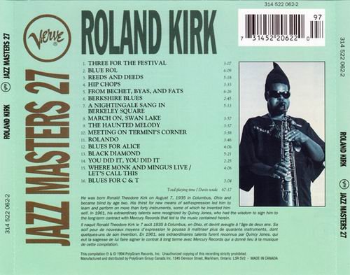 Roland Kirk - Verve Jazz Masters 27 (1994) CD Rip