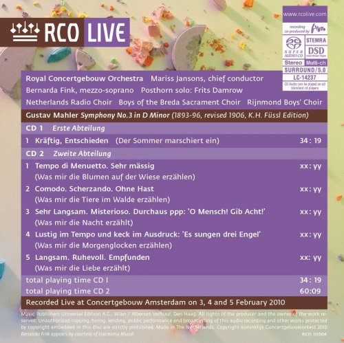 Royal Concertgebouw Orchestra, Mariss Jansons - Mahler: Symphony No. 3 [2 SACD] (2011) [DST64] ISO + HDTracks