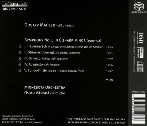 Minnesota Orchestra, Osmo Vänskä - Mahler: Symphony No.5 (2017) [DST64] ISO + HDTracks