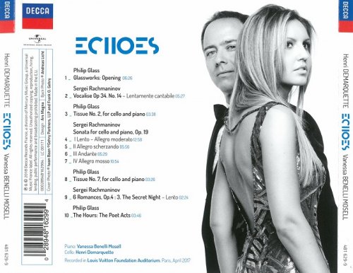 Henri Demarquette, Vanessa Benelli Mosell - Philip Glass & Sergei Rachmaninov - Echoes (2018) CD-Rip