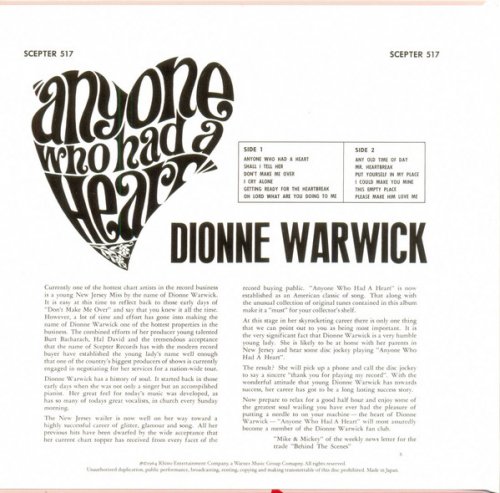 Dionne Warwick - Anyone Who Had A Heart (Japan, 2013)