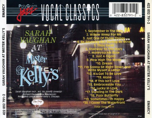 Sarah Vaughan - At Mister Kelly's (1991) Lossless