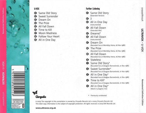 Ultravox - U-Vox [2 CD Remastered Definitive Edition] (2009)