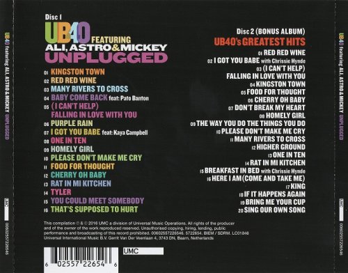 UB40 featuring Ali, Astro & Mickey - Unplugged (+Bonus Album) (2016) FLAC