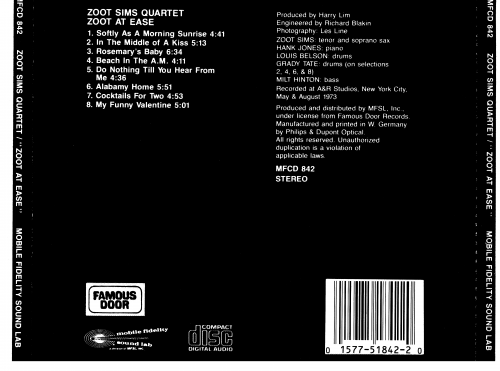 Zoot Sims Quartet - Zoot At Ease (1973)