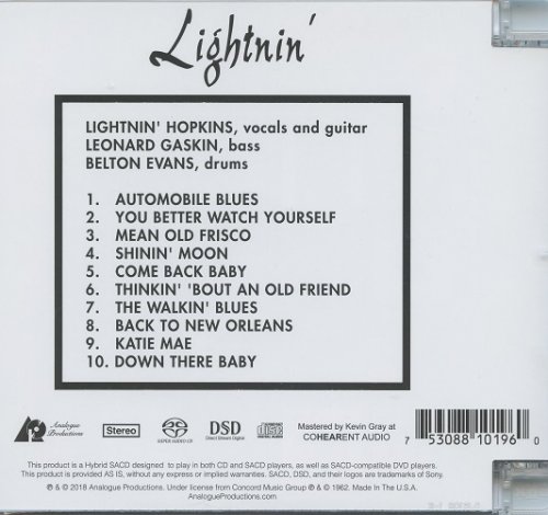 Lightnin' Hopkins ‎- Lightnin': The Blues Of Lightnin' Hopkins (1961) [2018 SACD]