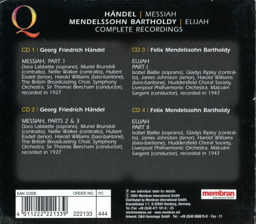 Thomas Beecham & Malcolm Sargent - Handel: Messiah & Mendelssohn Bartholdy: Elijah (2004)