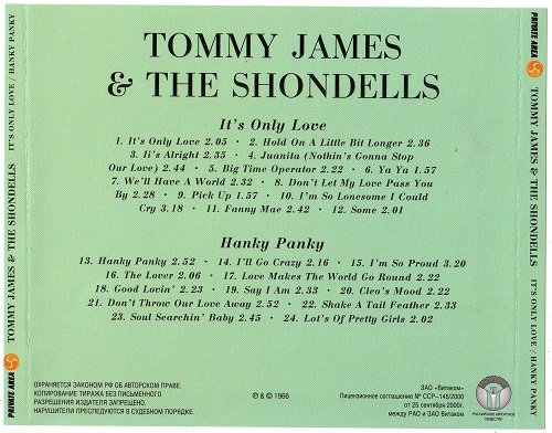 Tommy James & The Shondells - It's Only Love & Hanky Panky (Reissue) (1966/2000)
