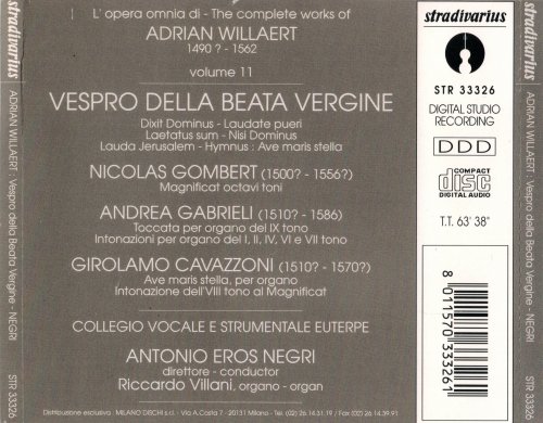 Riccardo Villani, Collegio Vocale e Strumentale Euterpe & Antonio Eros Negri - Adrian Willaert: Vespro della Beata Vergine (2000)