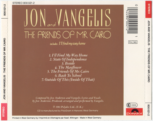 Jon and Vangelis - The Friends Of Mr Cairo (1981)