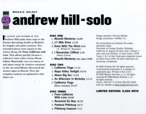 Andrew Hill - Solo: Mosaic Select 23 (2006) [Box Set 3CD]